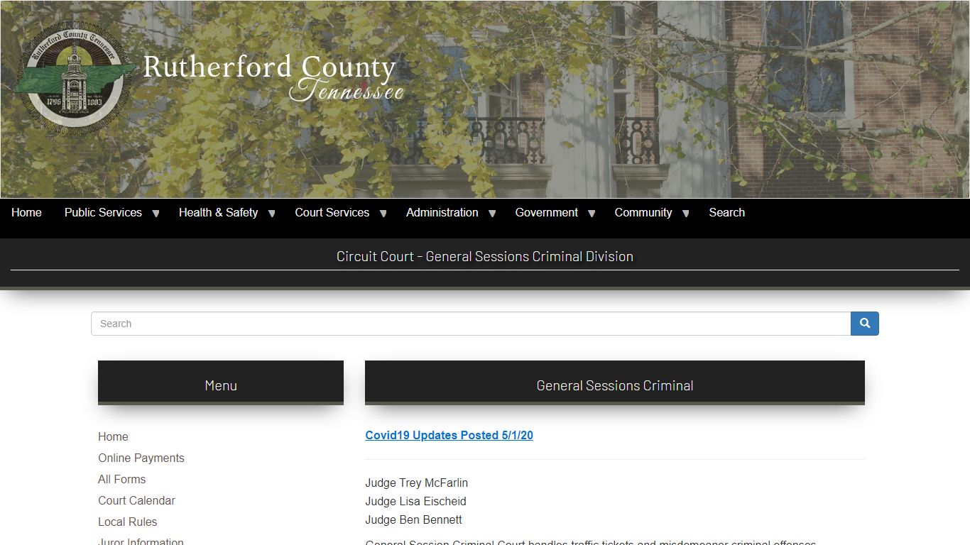 Circuit Court - General Sessions Criminal Division - Rutherford County, TN