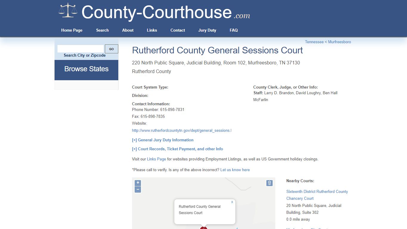 Rutherford County General Sessions Court in Murfreesboro, TN - Court ...
