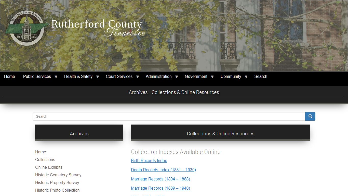 Archives - Collections & Online Resources | Rutherford County TN